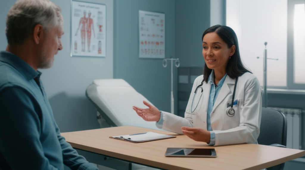 Doctor consulting with patient in modern medical facility